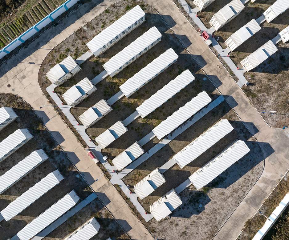 Overhead view of a Battery Energy Storage System site.